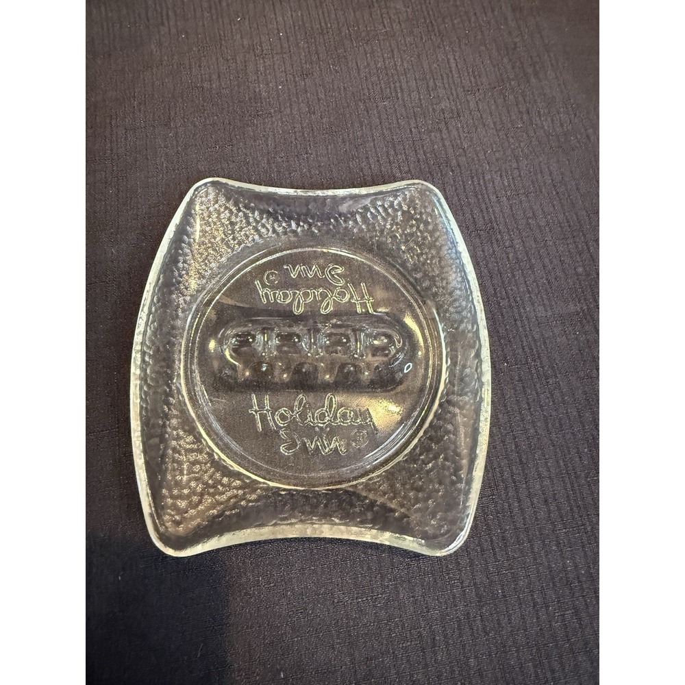 Holiday Inn Hotel Motel Ashtray Advertising Clear Glass Vintage Souvenir Decor